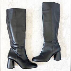 Lafayette 148 New York Claremont Nappa Black Leather Tall Heeled Boots EU39